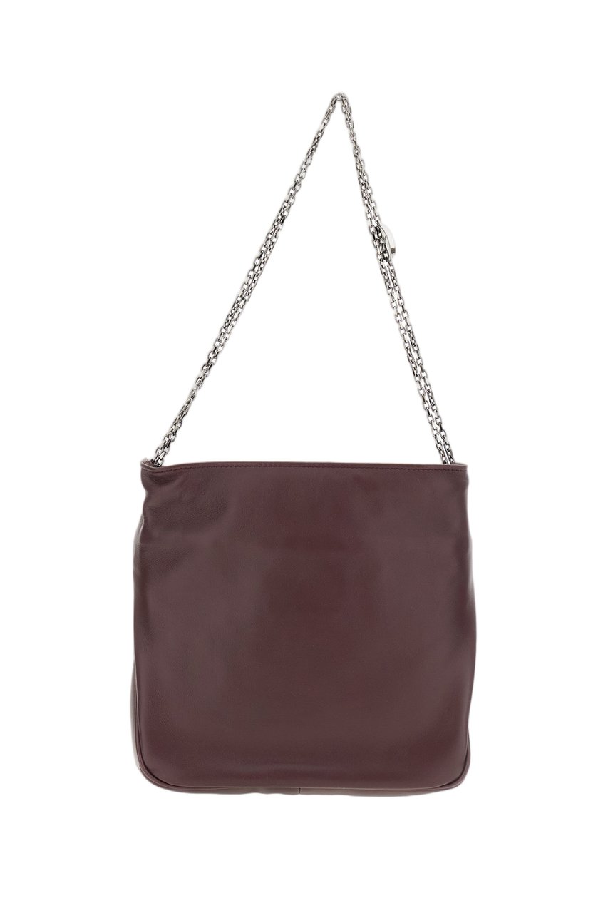 Roger Vivier Burgundy Soft Leather Crystal Buckle Shoulder Bag Maroon