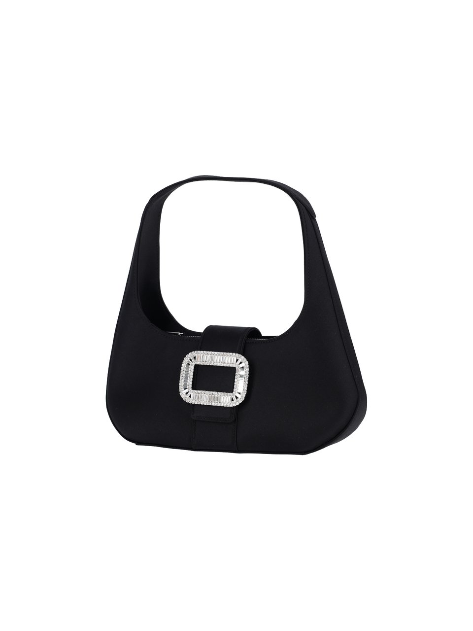 Roger Vivier Black Pilgrim Crystal Satin Shoulder Bag Zwart