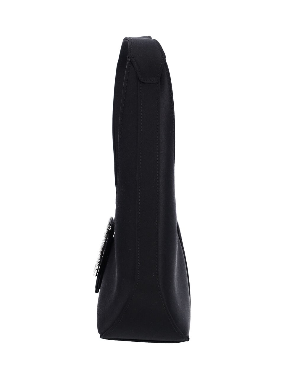 Roger Vivier Black Pilgrim Crystal Satin Shoulder Bag Zwart