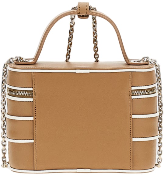 Roger Vivier Structured Rectangular Handbag with Crystal-Embellished Buckle Neutraal