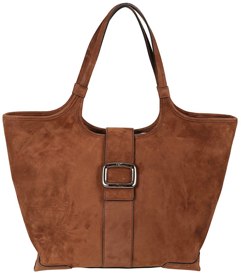 Roger Vivier Structured Goat Leather Handbag Bruin
