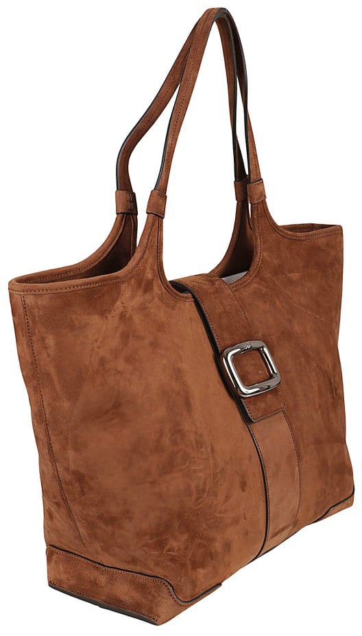 Roger Vivier Structured Goat Leather Handbag Bruin