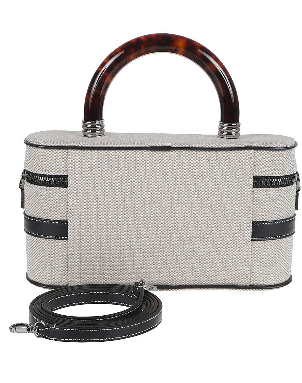 Roger Vivier Textured Fabric Handbag with Tortoiseshell Accents Grijs