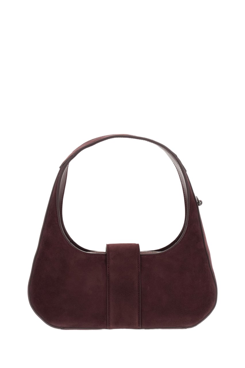 Roger Vivier Burgundy Suede Crescent Buckle Shoulder Bag Maroon