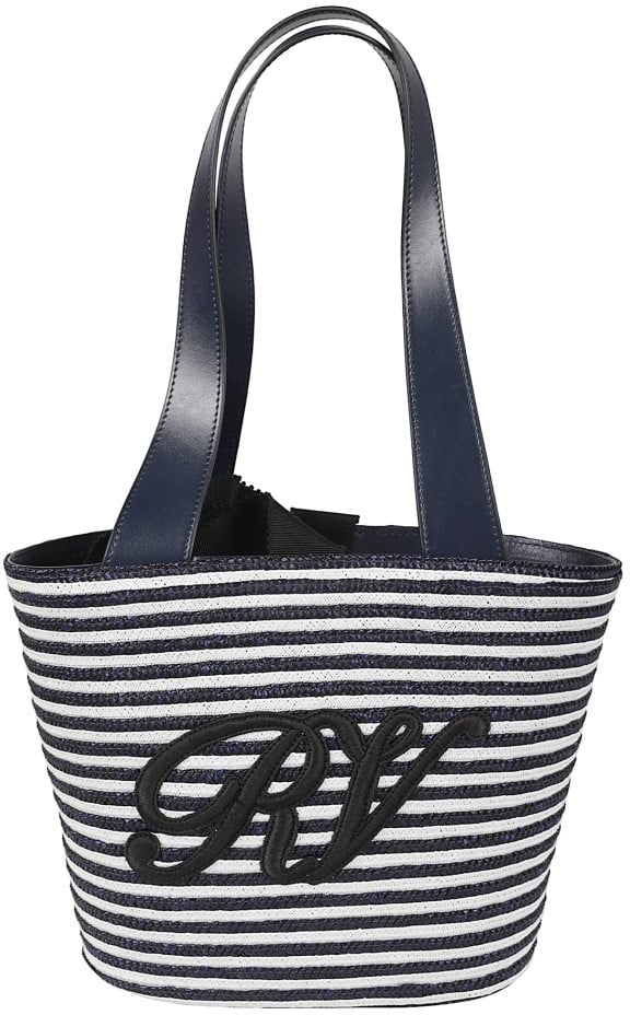 Roger Vivier Structured Blue Handbag With Striped Design Grijs