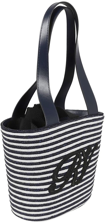 Roger Vivier Structured Blue Handbag With Striped Design Grijs