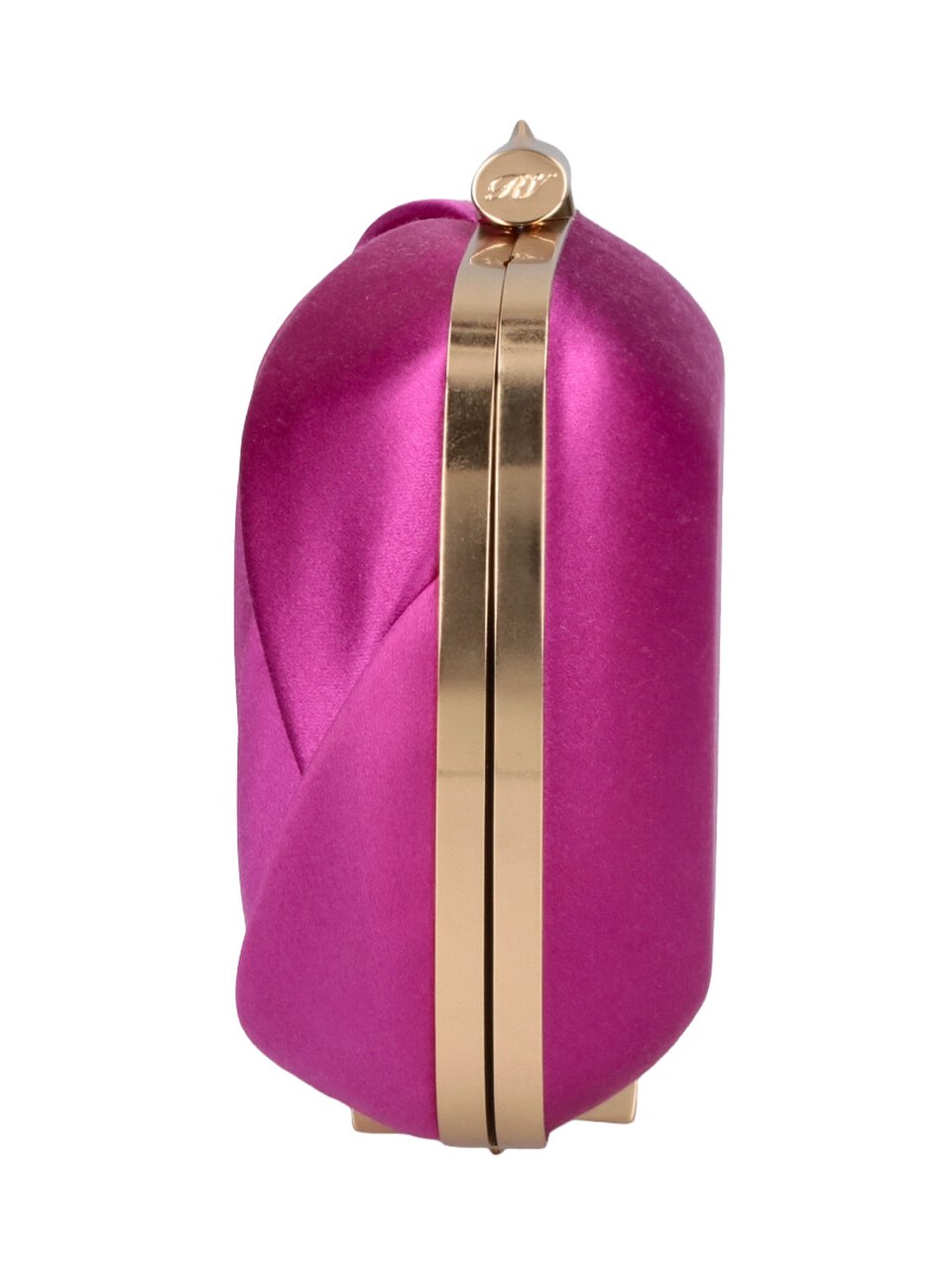 Roger Vivier Rectangular Satin Pouch with Rose Petal Design and Chain Strap Roze