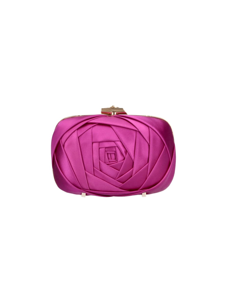 Roger Vivier Rectangular Satin Pouch with Rose Petal Design and Chain Strap Roze