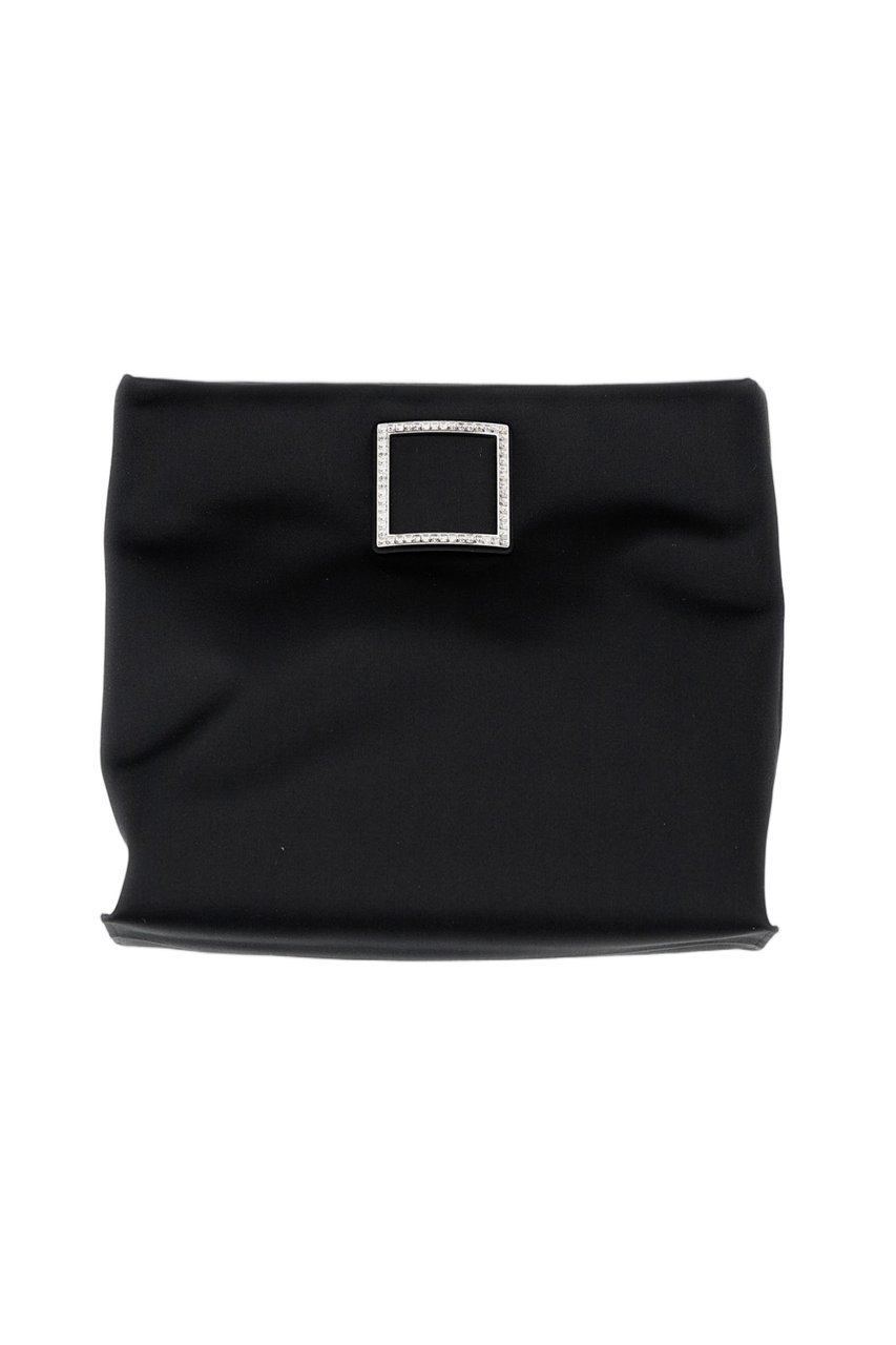 Roger Vivier Rectangular Clutch Bag with Subtle Gathered Detail Zwart