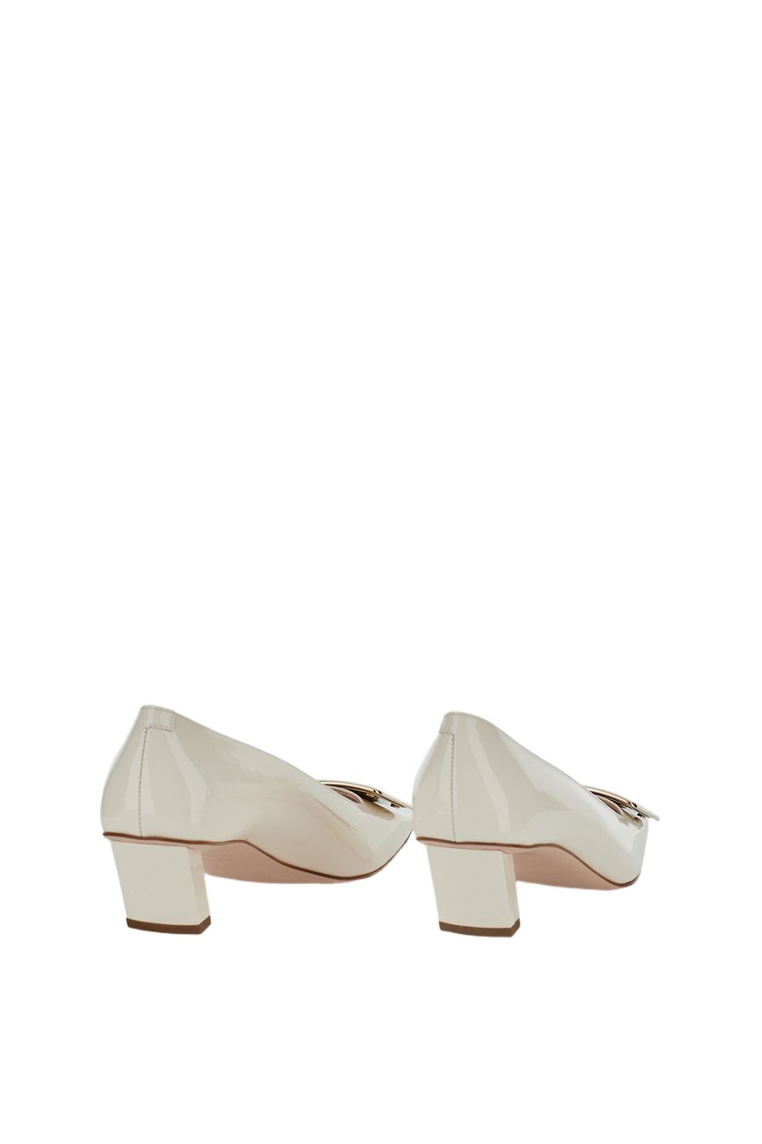 Roger Vivier Pointed Toe Pumps with Rectangular Buckle Detail Wit