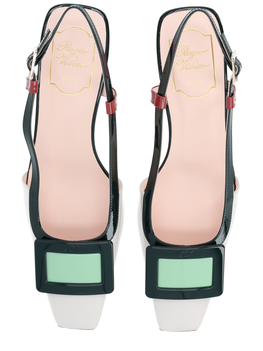Roger Vivier Lacquered Patent Calfskin Slingback Pumps Grijs