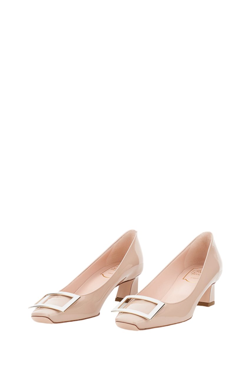 Roger Vivier Patent-Finish Pointed Toe Pumps with Metallic Buckle Neutraal
