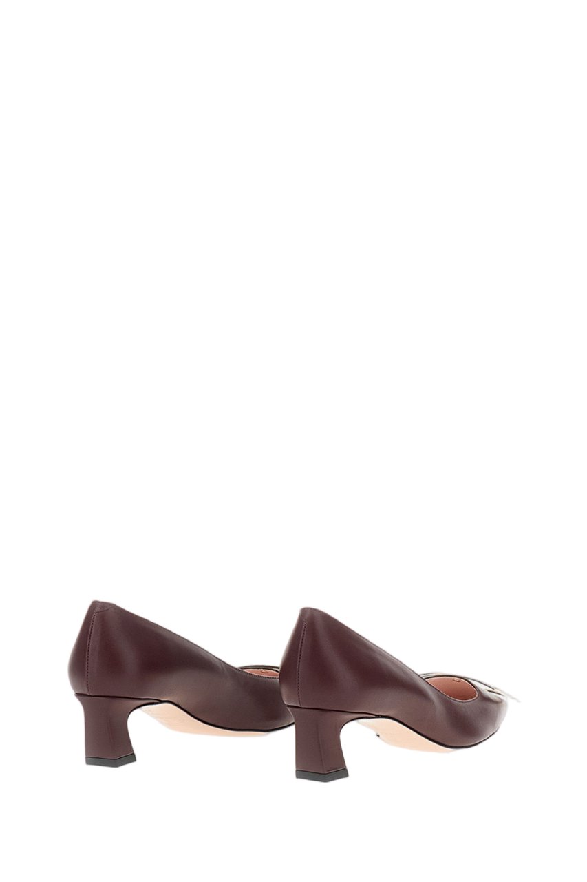 Roger Vivier Pointed Toe Pumps with Square Buckle Detail Maroon