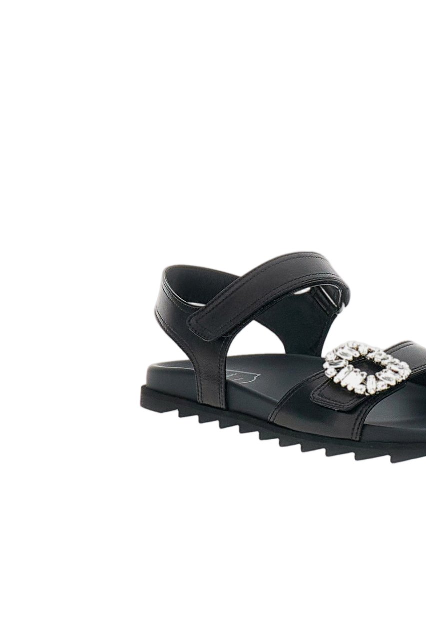 Roger Vivier Black Sandals with Crystal Embellishment and Ankle Strap Zwart