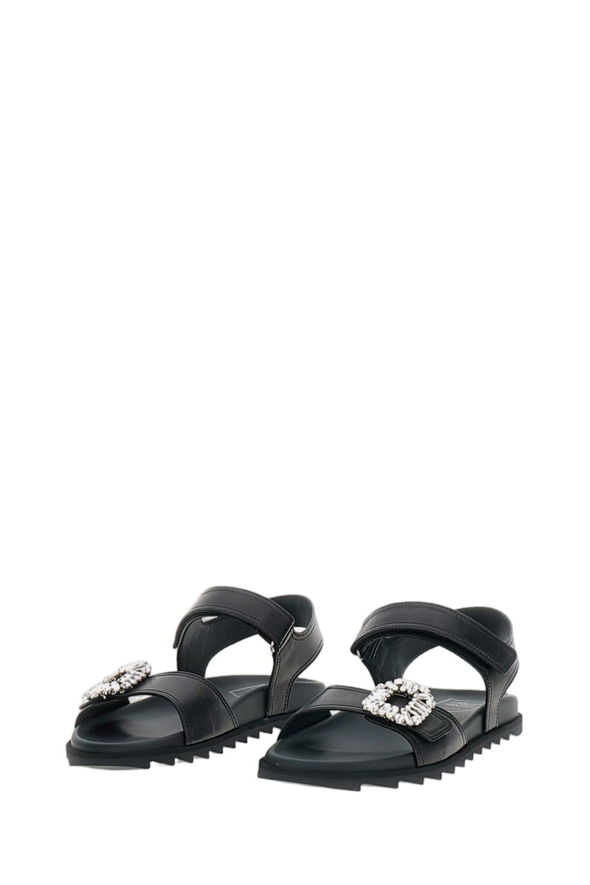 Roger Vivier Black Sandals with Crystal Embellishment and Ankle Strap Zwart