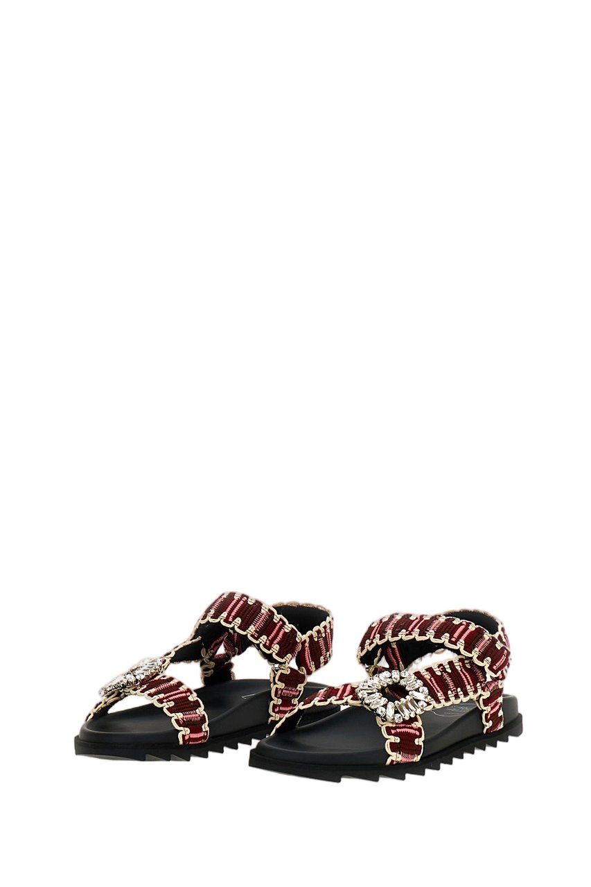 Roger Vivier Multicolored Strappy Sandals with Crystal Embellishment Zwart