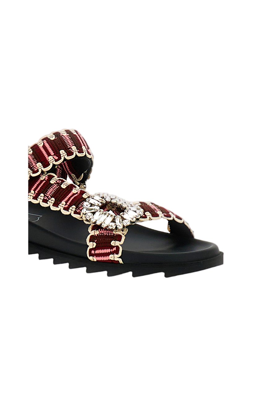 Roger Vivier Multicolored Strappy Sandals with Crystal Embellishment Zwart