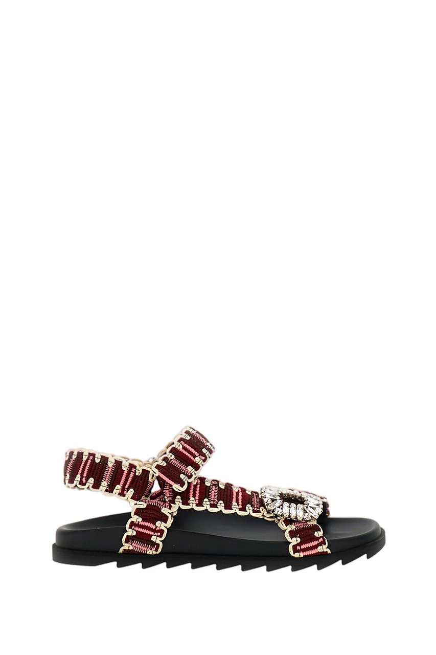 Roger Vivier Multicolored Strappy Sandals with Crystal Embellishment Zwart