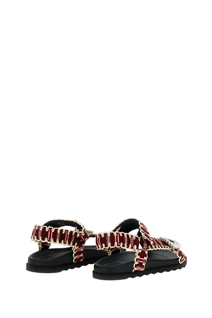 Roger Vivier Multicolored Strappy Sandals with Crystal Embellishment Zwart