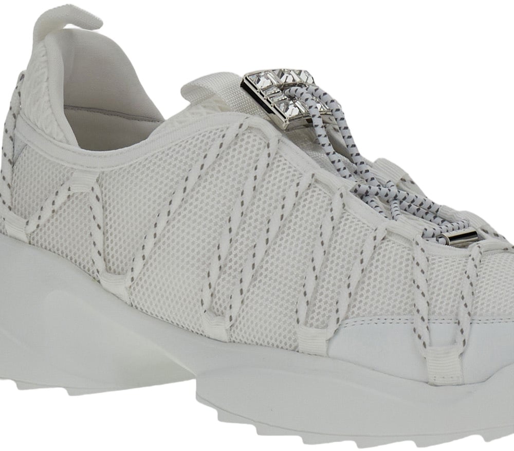 Roger Vivier Sporty Sneakers with Textured Mesh Upper Wit