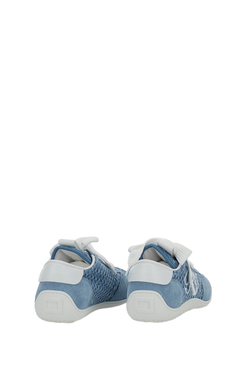 Roger Vivier Low-Profile Blue Sneakers with Textured Finish Blauw