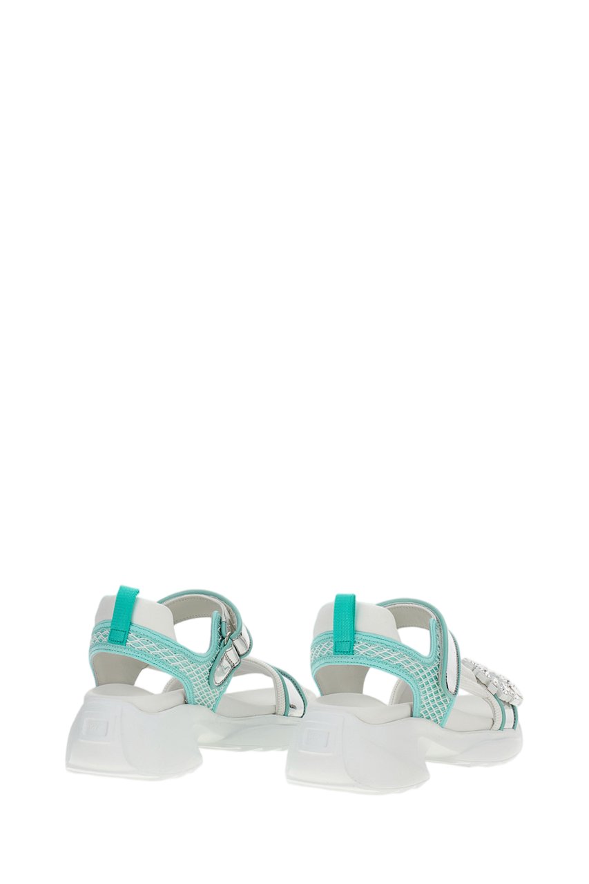 Roger Vivier White Sandals with Crystal Embellished Straps Wit