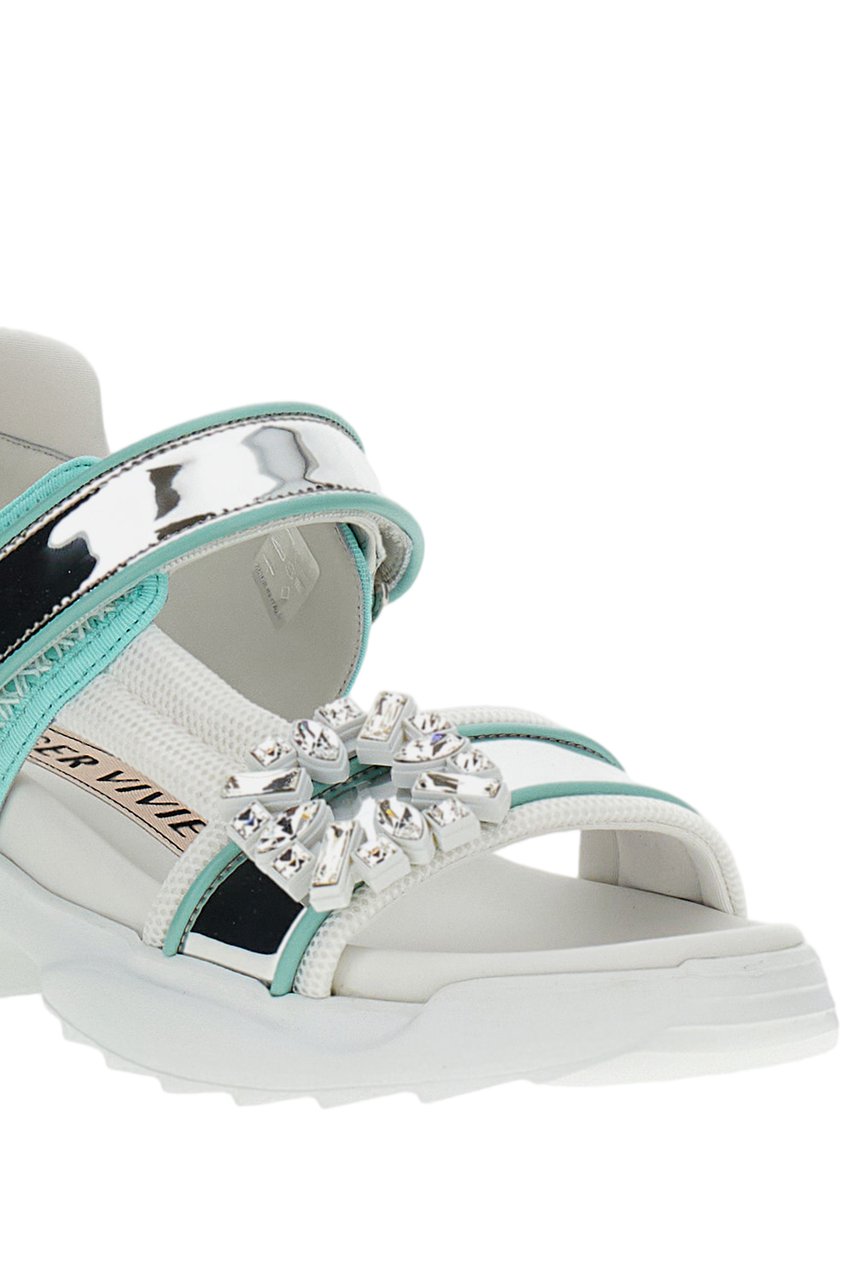 Roger Vivier White Sandals with Crystal Embellished Straps Wit