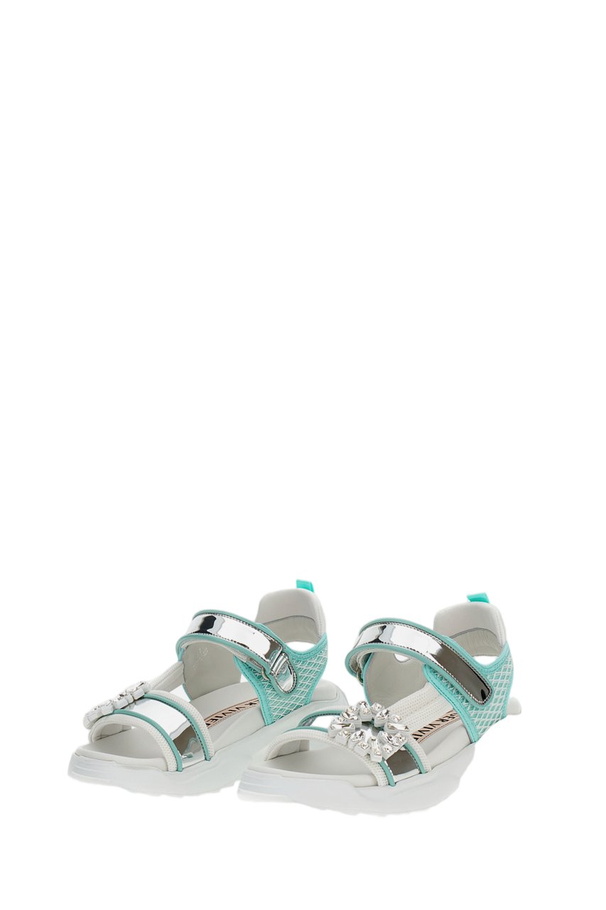 Roger Vivier White Sandals with Crystal Embellished Straps Wit