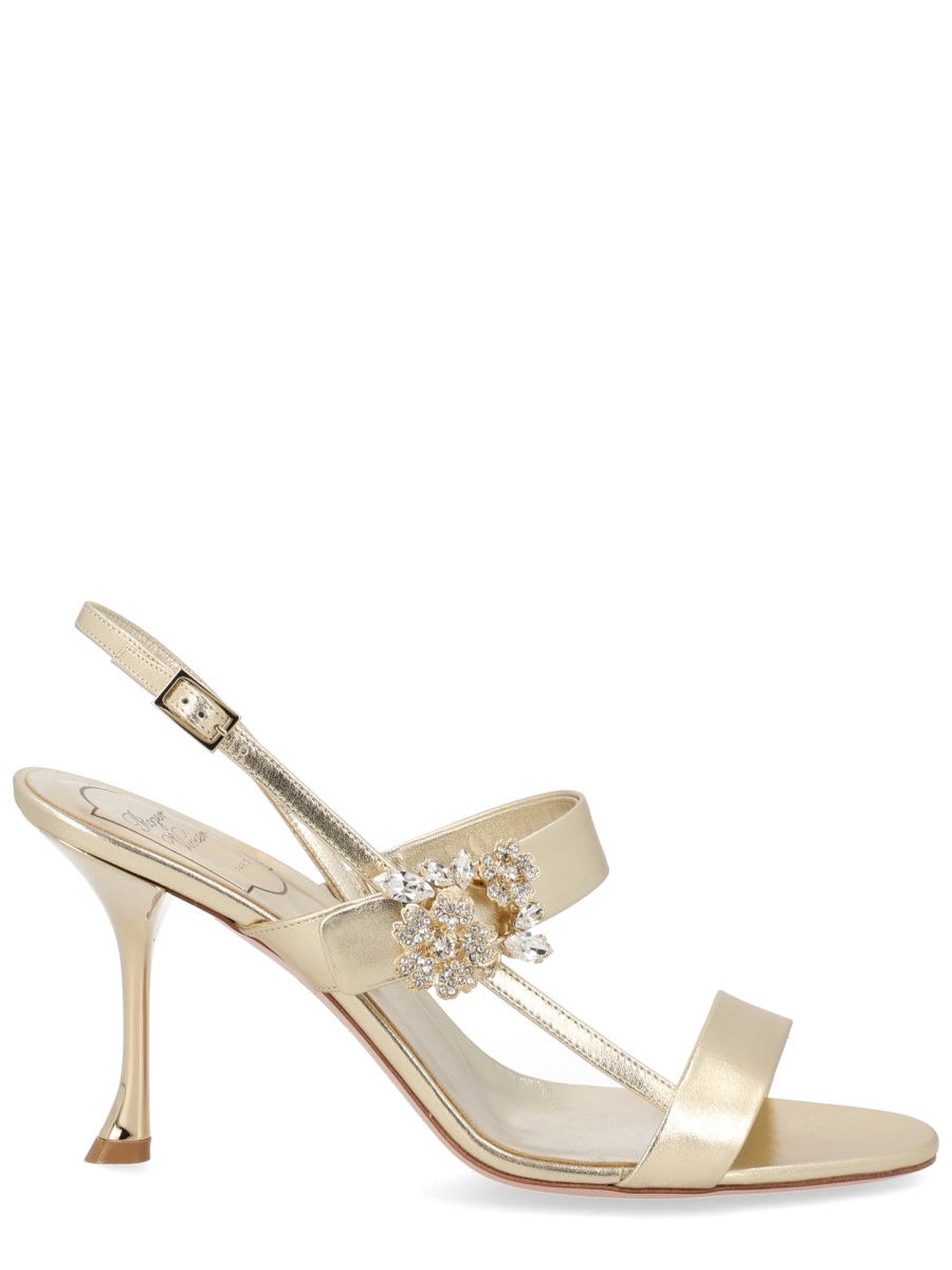 Roger Vivier Metallic Finish Crystal Embellished Sandals Neutraal