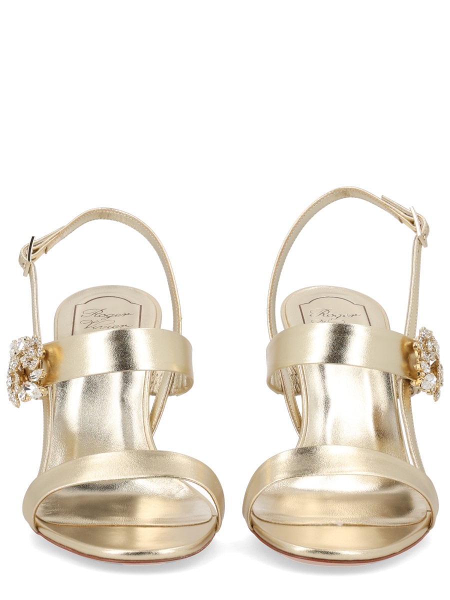 Roger Vivier Metallic Finish Crystal Embellished Sandals Neutraal