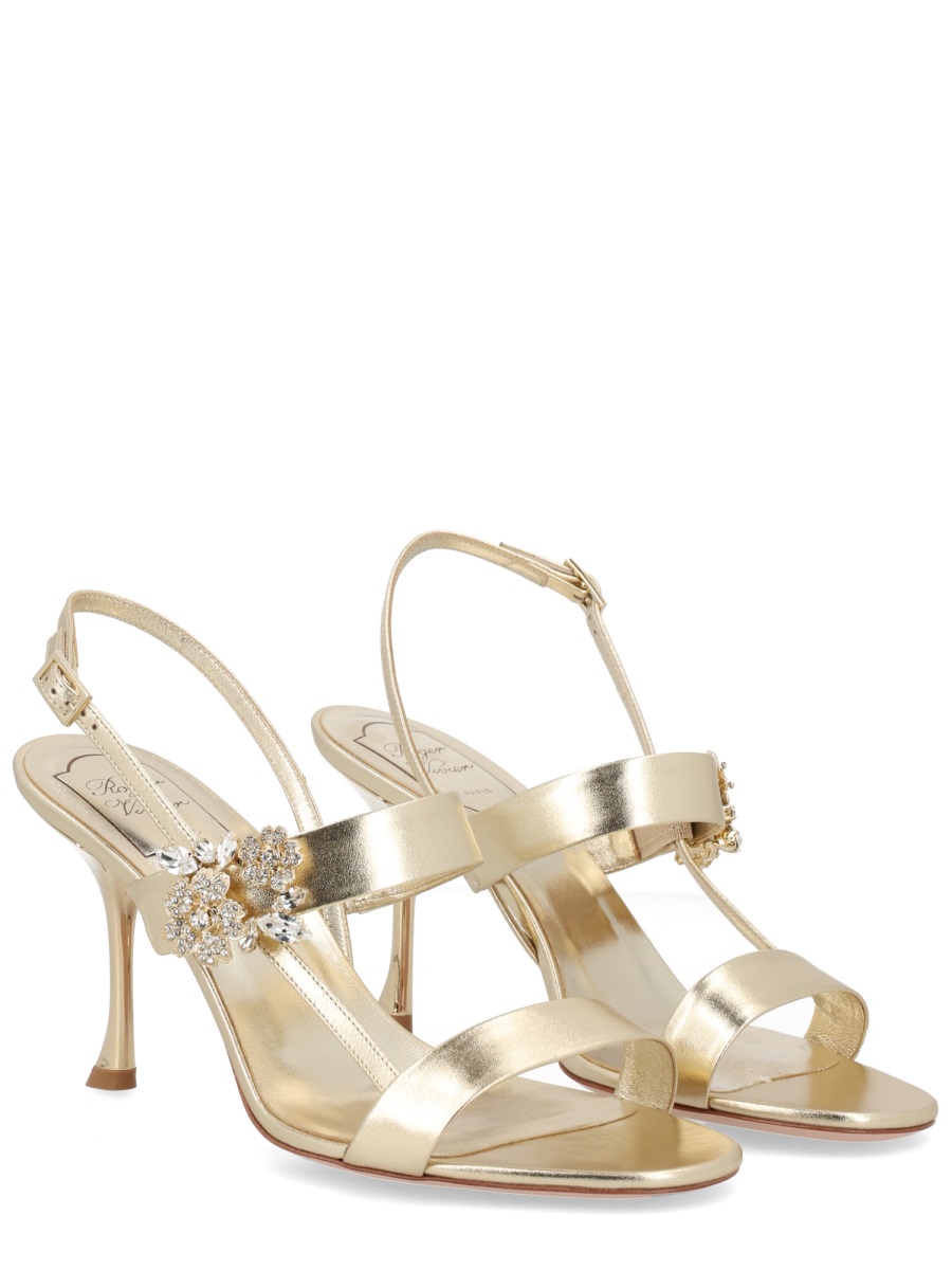 Roger Vivier Metallic Finish Crystal Embellished Sandals Neutraal