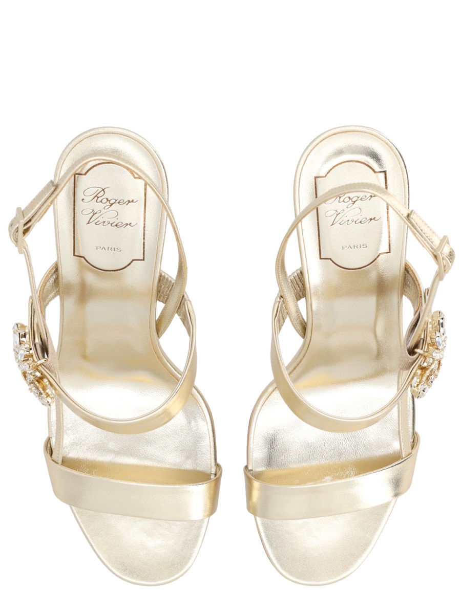 Roger Vivier Metallic Finish Crystal Embellished Sandals Neutraal