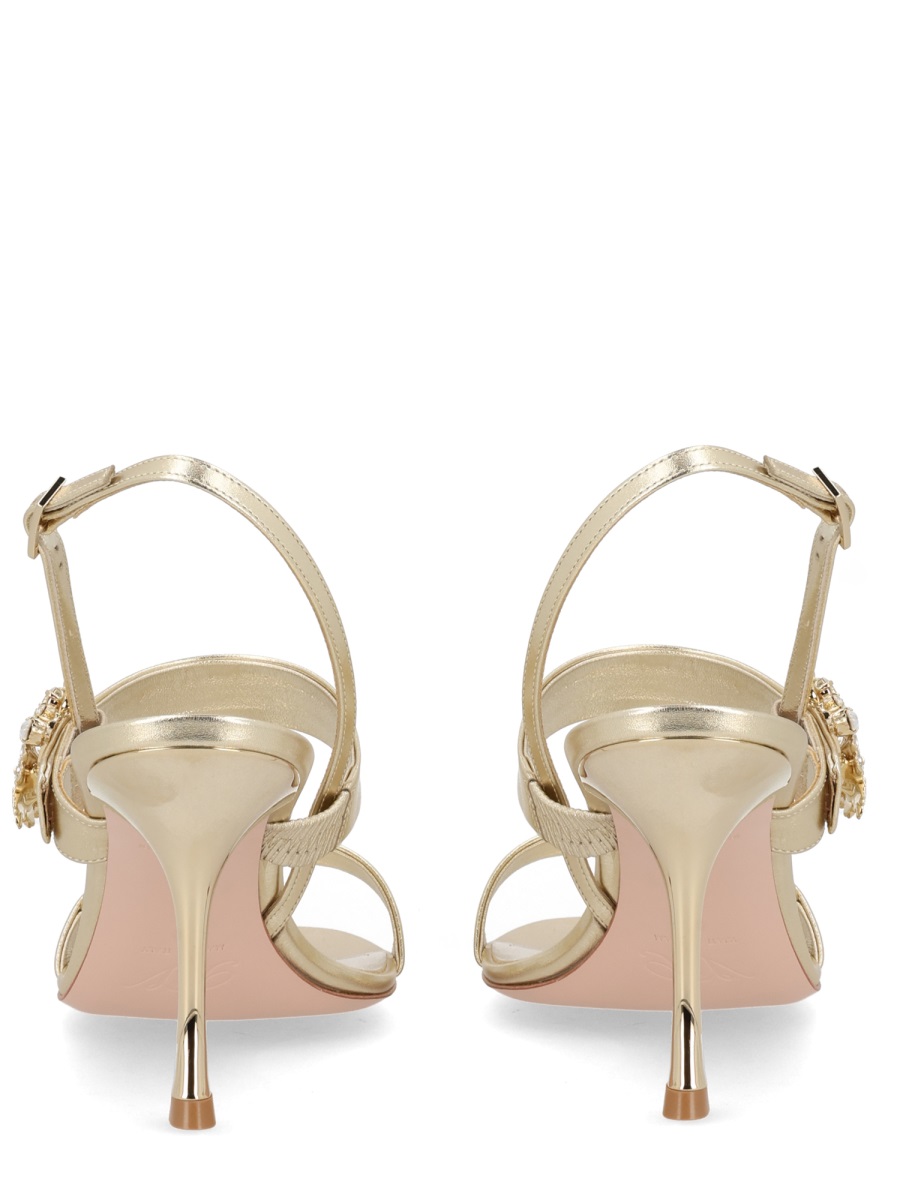Roger Vivier Metallic Finish Crystal Embellished Sandals Neutraal