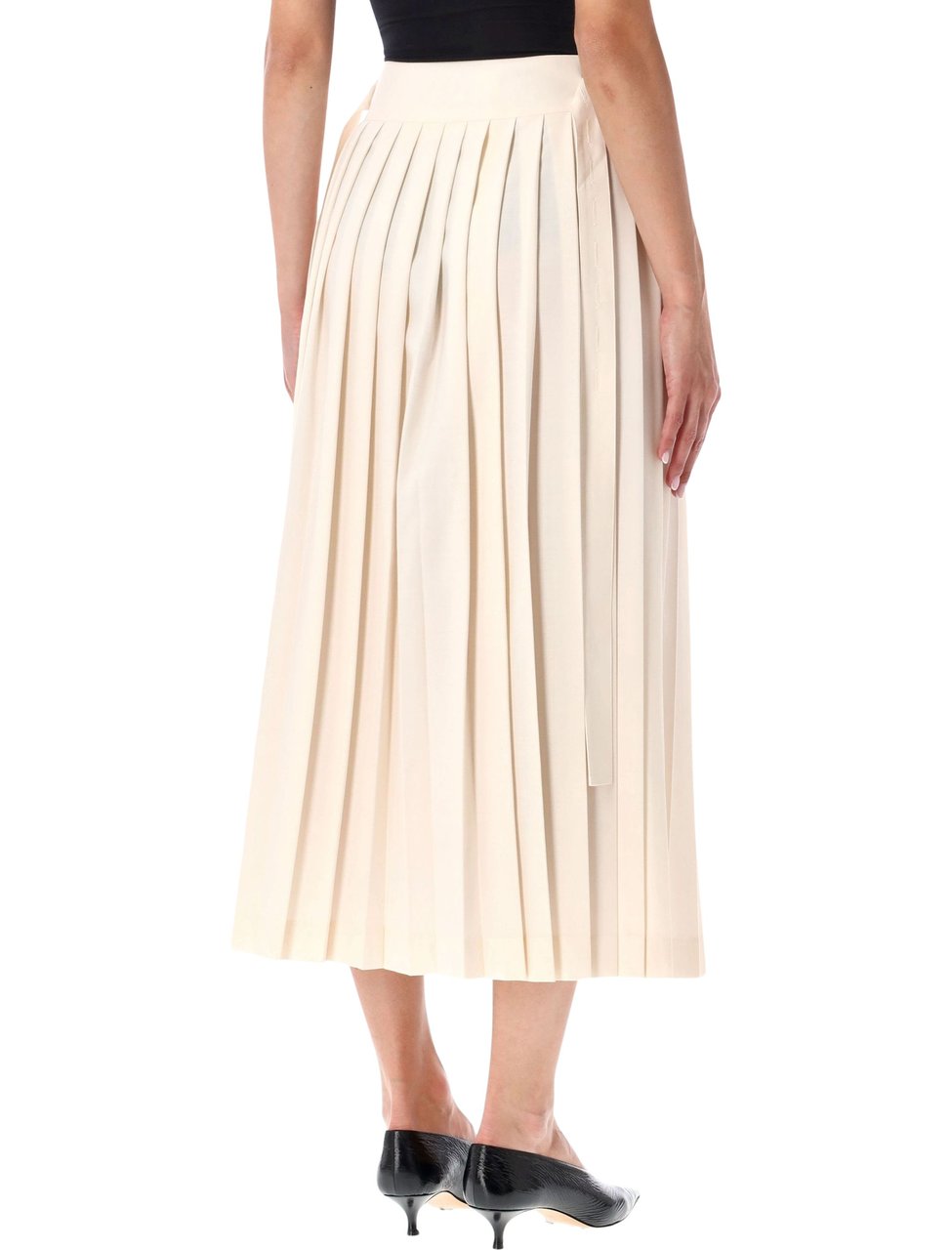 Rohe Plisse Wrap Wool-Blend Midi Skirt Neutraal