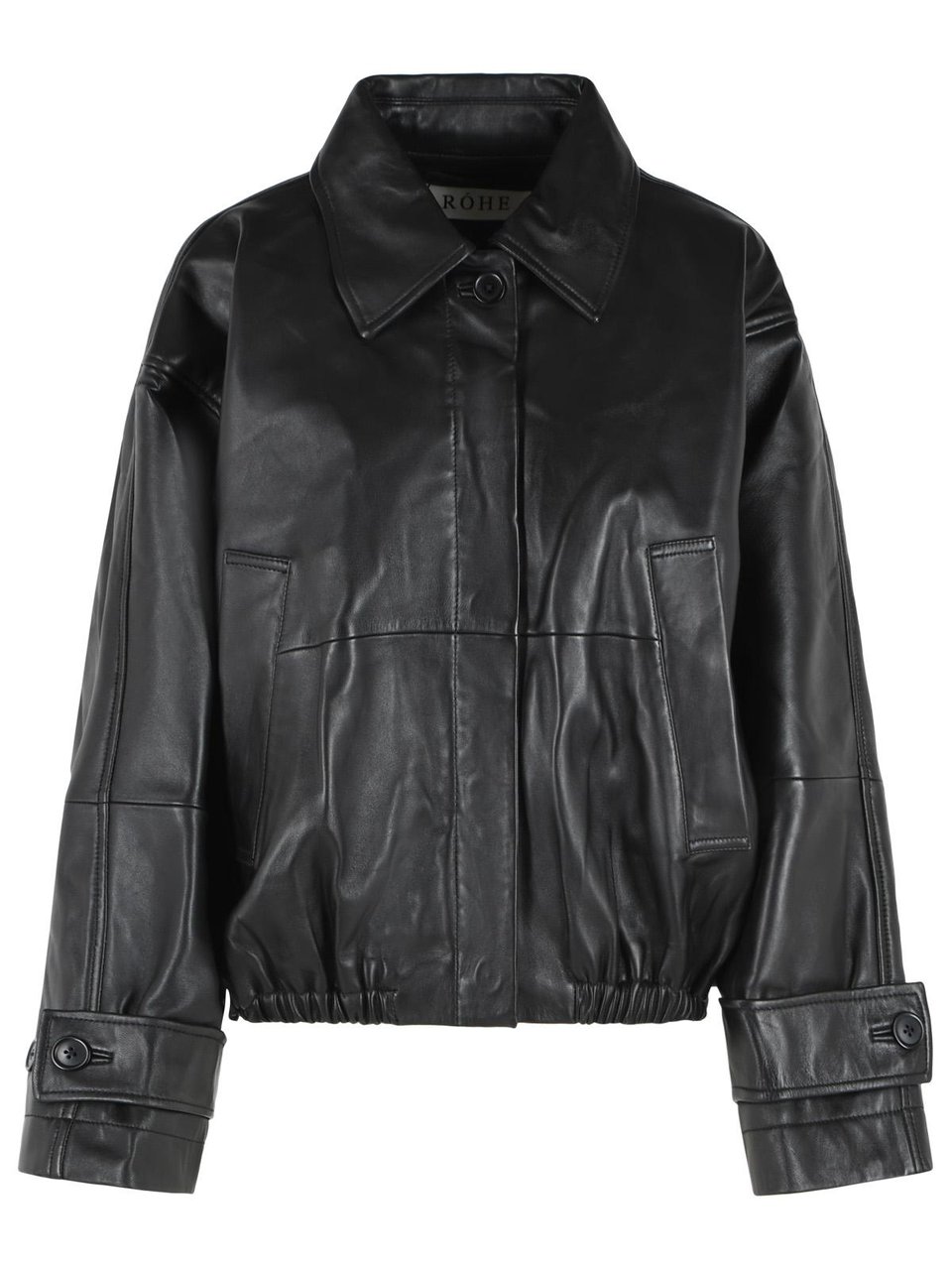 Rohe Leather Blouson Cropped Bomber Jacket Zwart