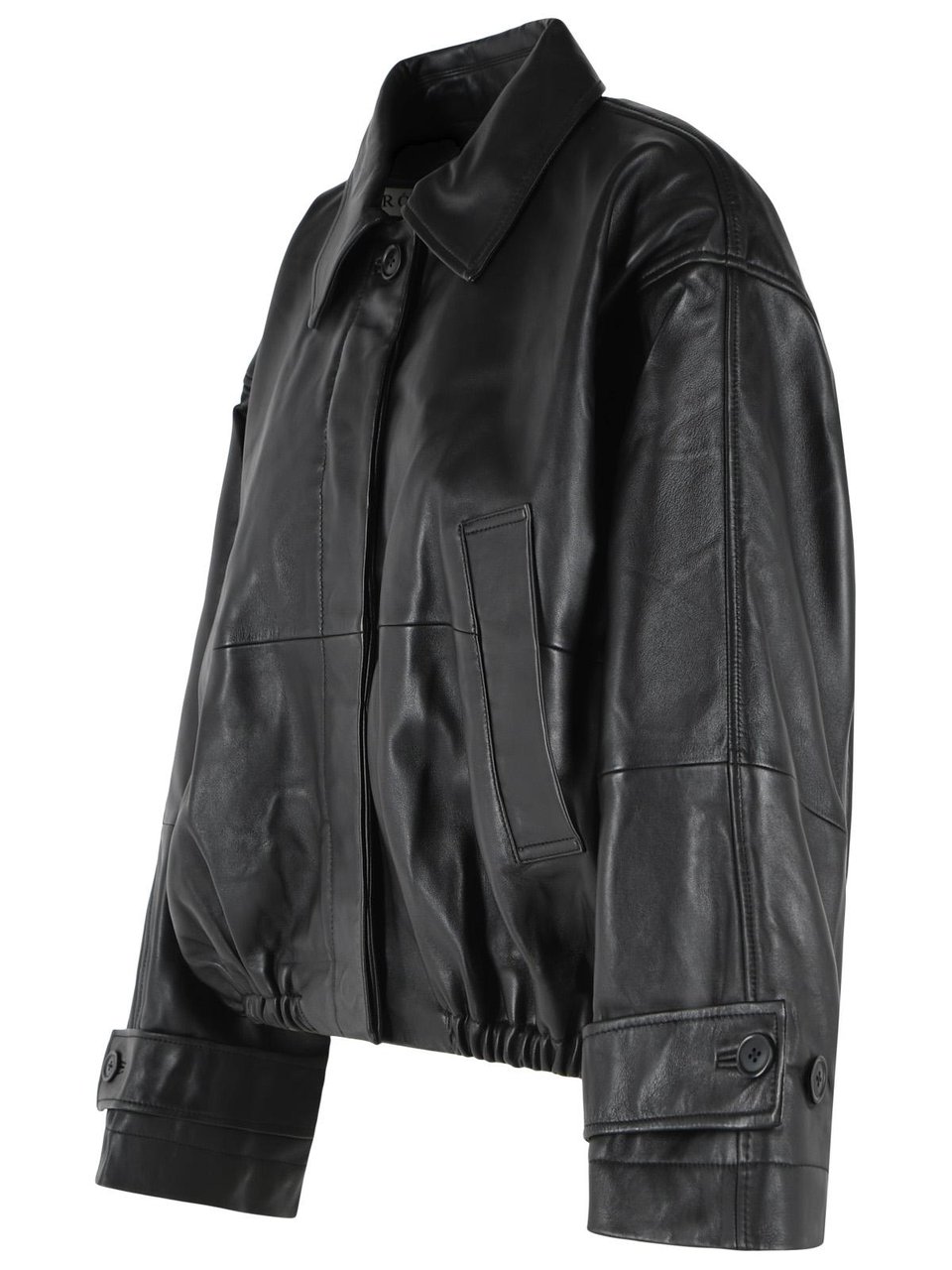 Rohe Leather Blouson Cropped Bomber Jacket Zwart