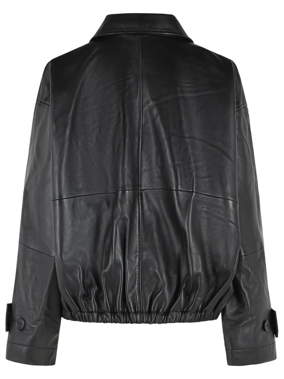 Rohe Leather Blouson Cropped Bomber Jacket Zwart