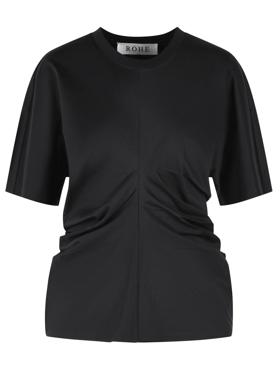 Rohe Draped T-Shirt In Black Cotton Blend Zwart