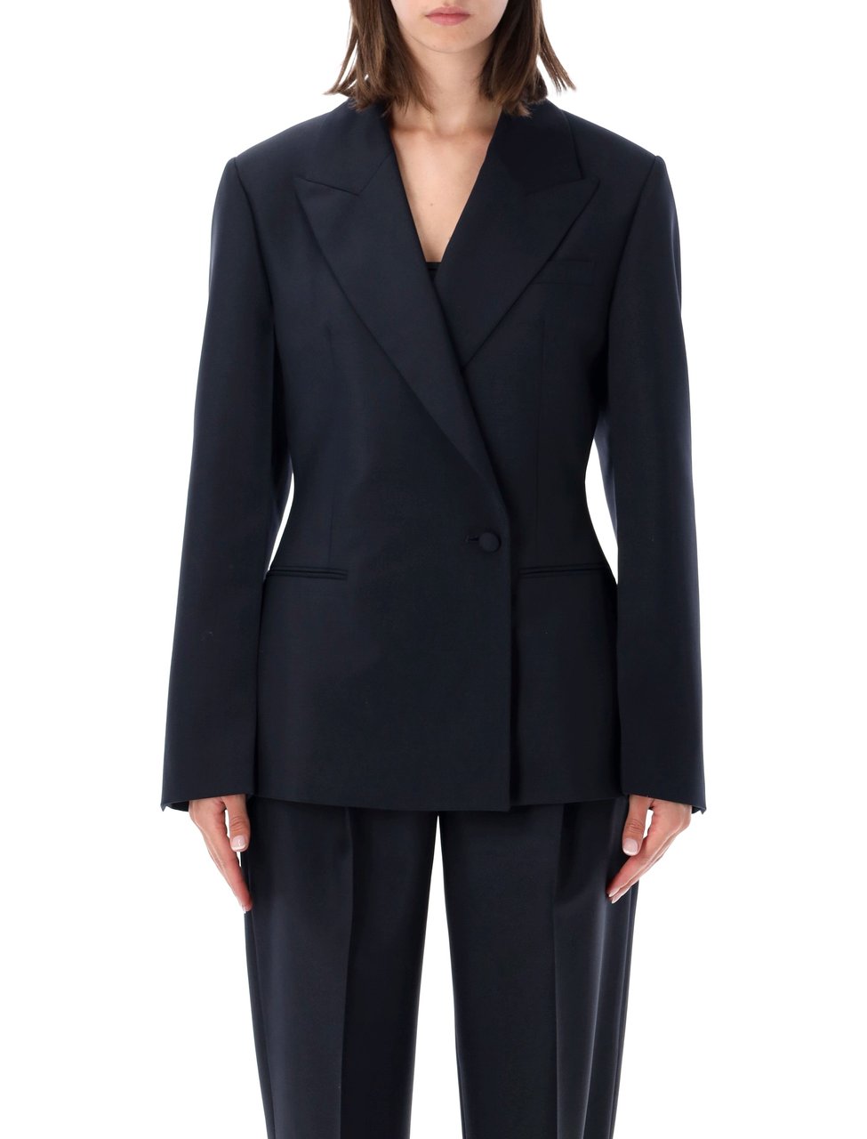 Rohe Hourglass Wool-Blend One Button Blazer Zwart