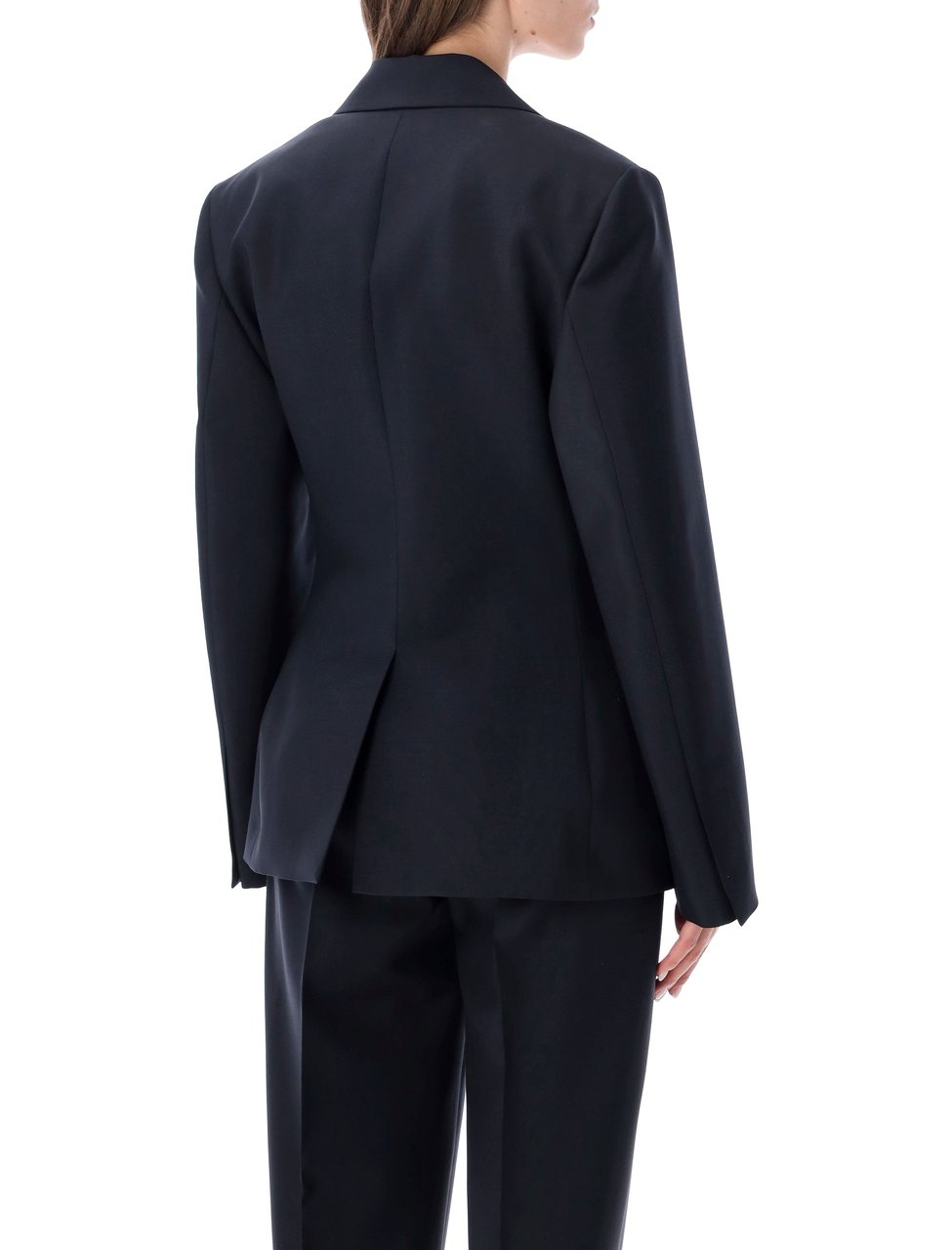 Rohe Hourglass Wool-Blend One Button Blazer Zwart