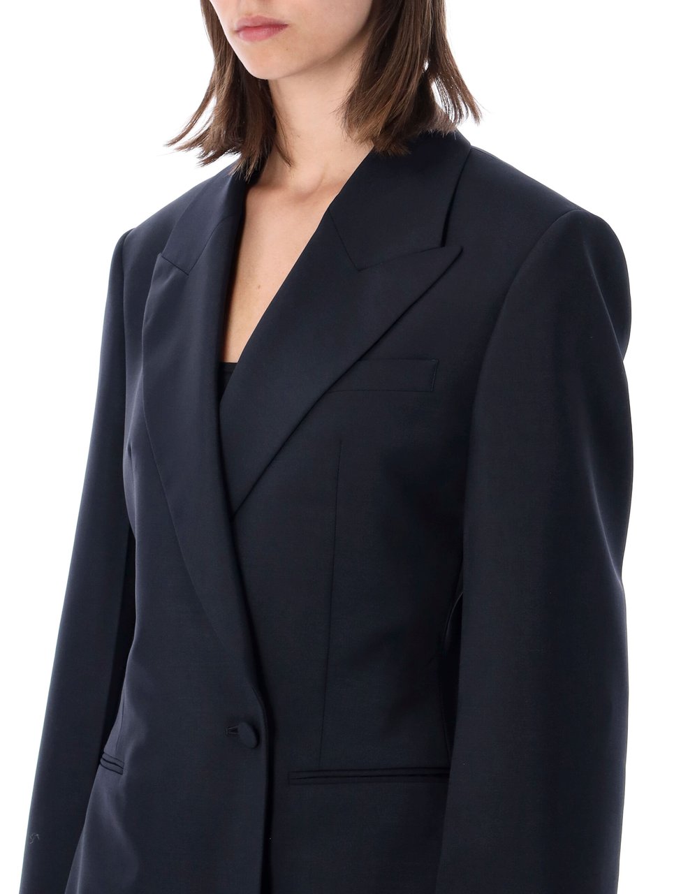 Rohe Hourglass Wool-Blend One Button Blazer Zwart