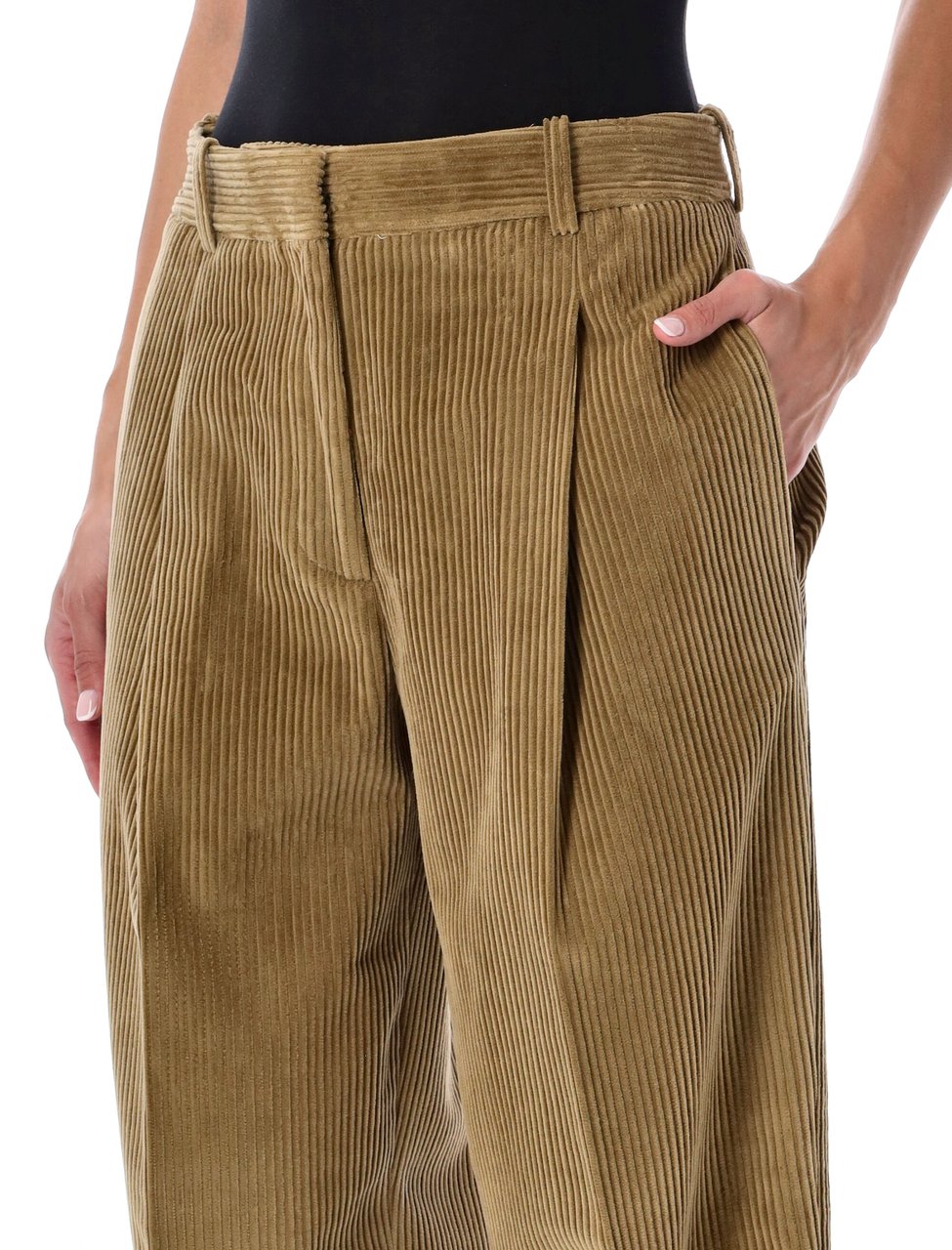 Rohe Velvet Ted Wide Corduroy Straight-Leg Pants Bruin