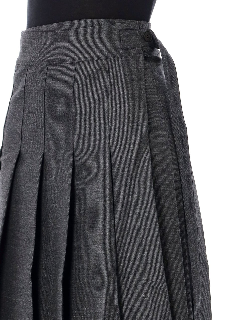 Rohe Pleated Wrap Wool-Blend Midi Skirt Zwart