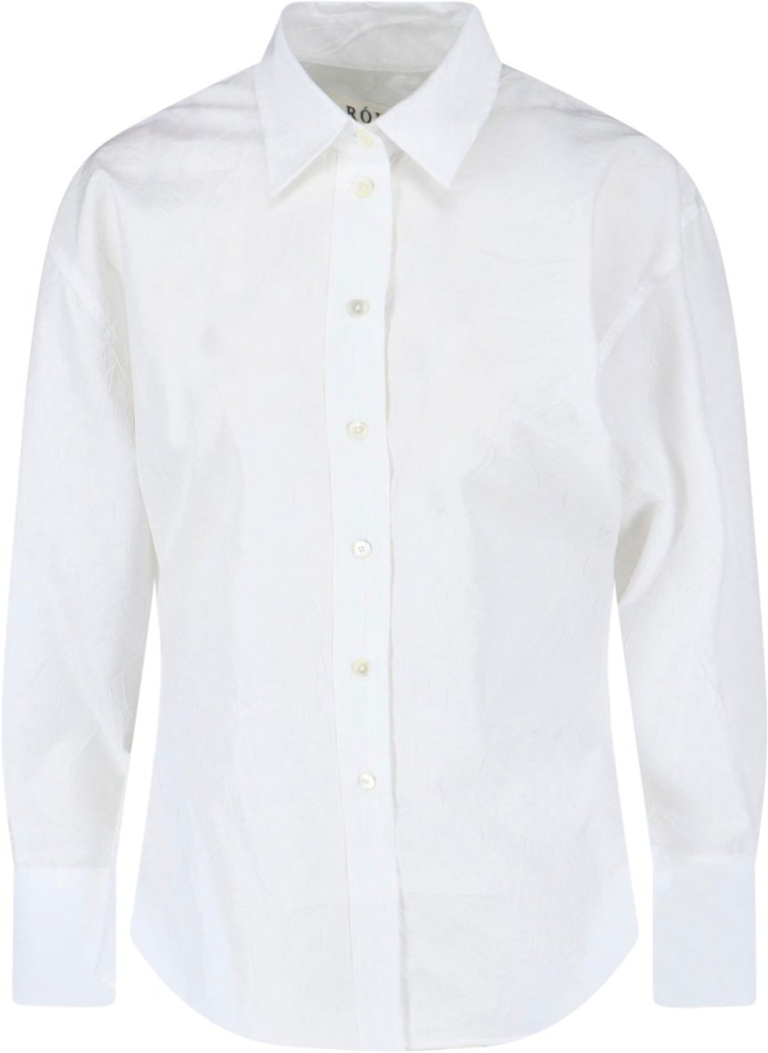 Rohe White Classic Collar Long-Sleeve Cotton Shirt Wit