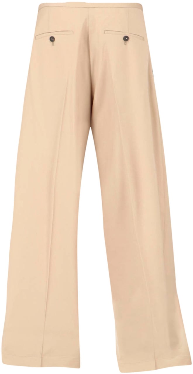 Rohe Beige Wide-Leg Virgin Wool Drawstring Trousers Neutraal