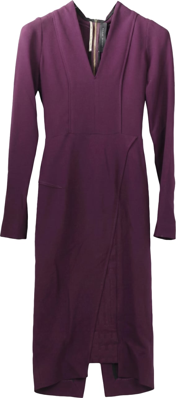 Roland Mouret Roland Mouret Deep V-Neck Fitted Midi Dress in Plum – EU 34 Paars