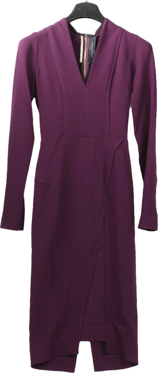 Roland Mouret Deep V-Neck Fitted Midi Dress in Plum – EU 34 Paars