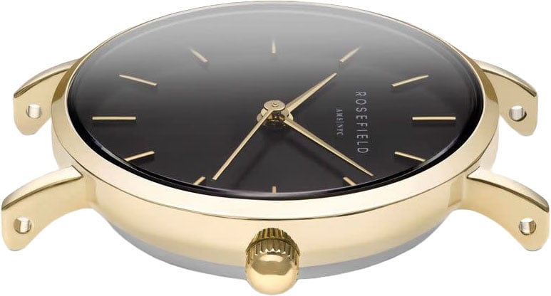 Rosefield Rosefield Horloge 26BSG-268 The Small Edit Staal met Geelgouden Plating Quartz en Zwarte Wijzerplaat 26mm Goud