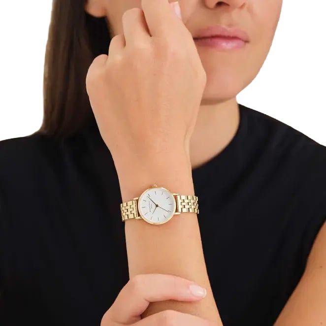 Rosefield Horloge 26WSG-267 The Small Edit Staal met Geelgouden Plating Quartz met Witte Wijzerplaat Goud