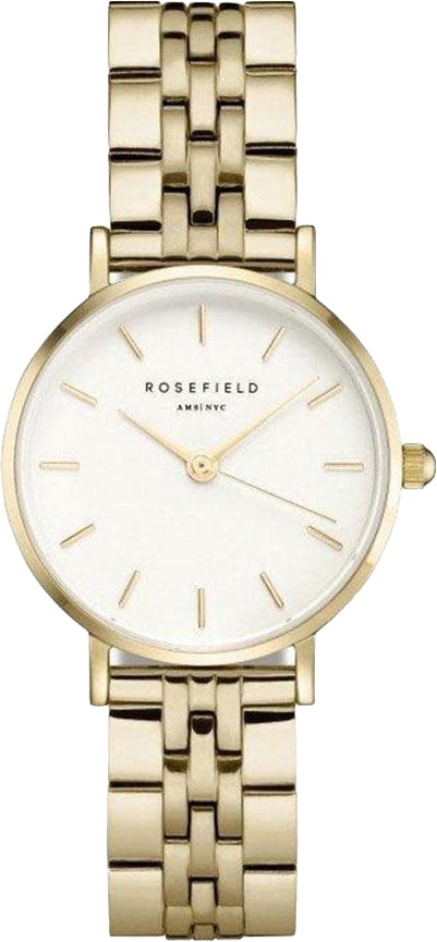 Rosefield Horloge 26WSG-267 The Small Edit Staal met Geelgouden Plating Quartz met Witte Wijzerplaat Goud